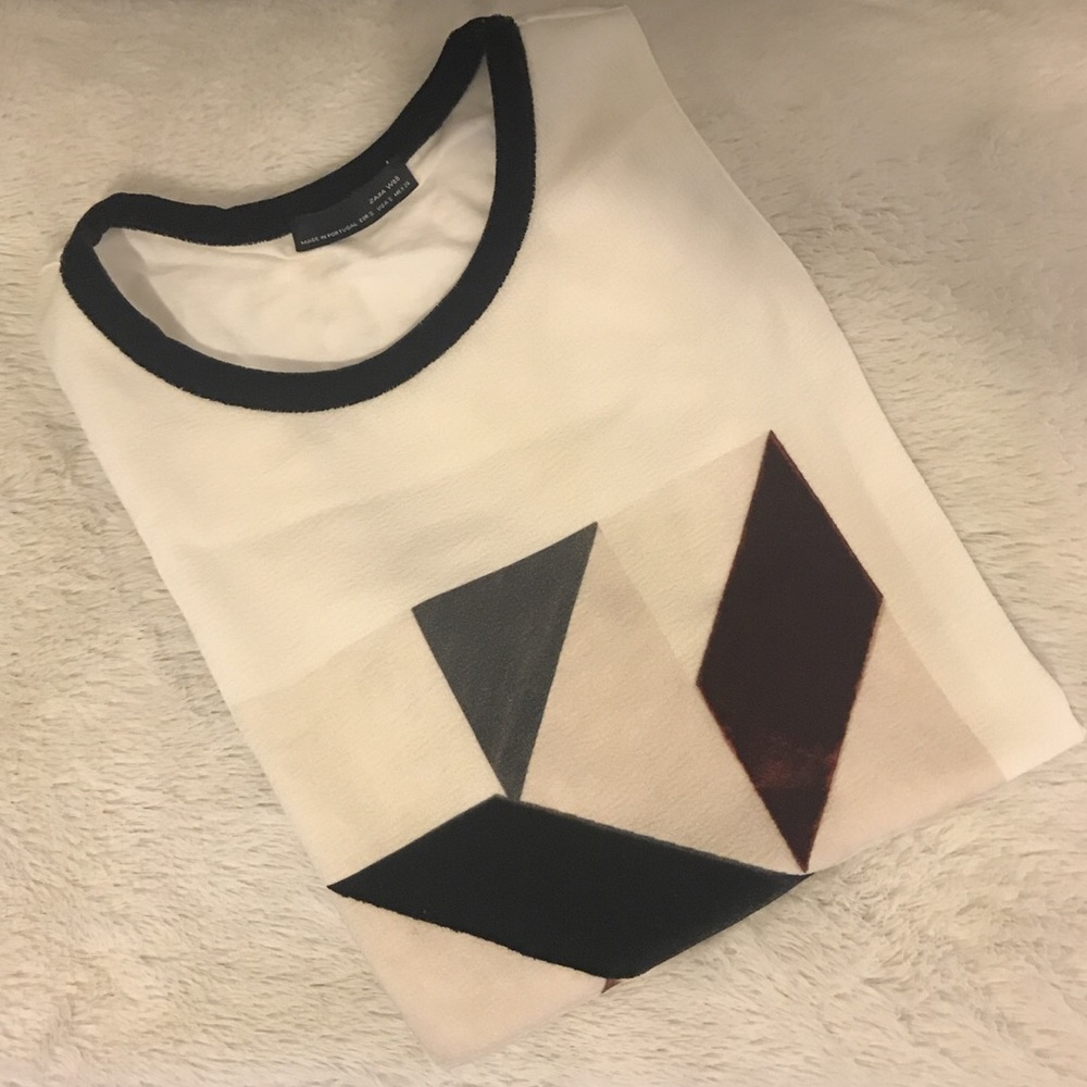 ZARA HIGH LOW VELVET TRIM TANK